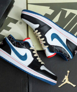Giày Jordan 1 Low White Industrial Blue Siren Red like Auth